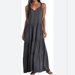 Splendid Women's Haven Embroidered Eyelet Maxi Dress, Strapless, Black, Size XS